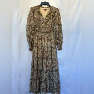 Vince Camuto Paisley Maxi Dress in Brown and Cream